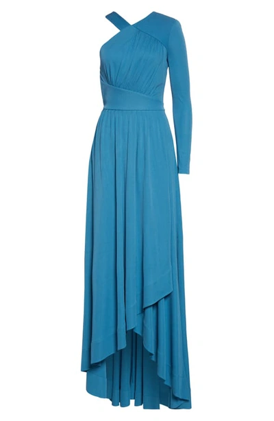 Shop Givenchy Draped One-shoulder Crepe Jersey Gown In 457-blue