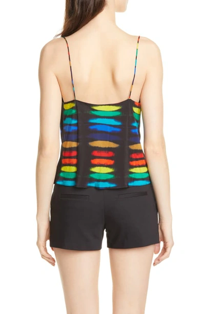 Shop Alice And Olivia Harmon Drapey Silk Camisole In Rainbow Block Tie Dye