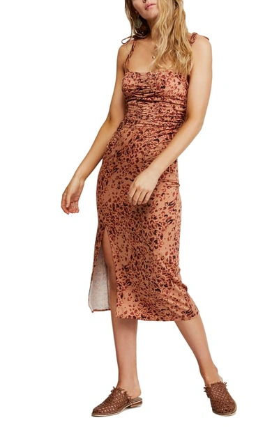 Shop Free People Show Stopper Body-con Midi Dress In Brown Combo