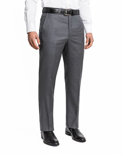 Shop Santorelli Men's Lux Serge Twill Dress Pants In Med Gray