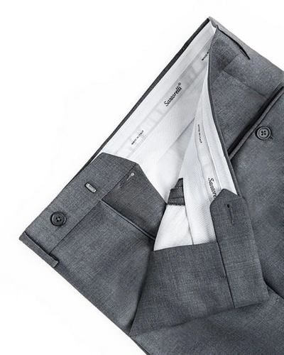 Shop Santorelli Men's Lux Serge Twill Dress Pants In Med Gray