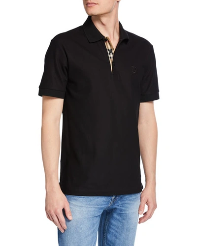Shop Burberry Men's Eddie Pique Polo Shirt, Black