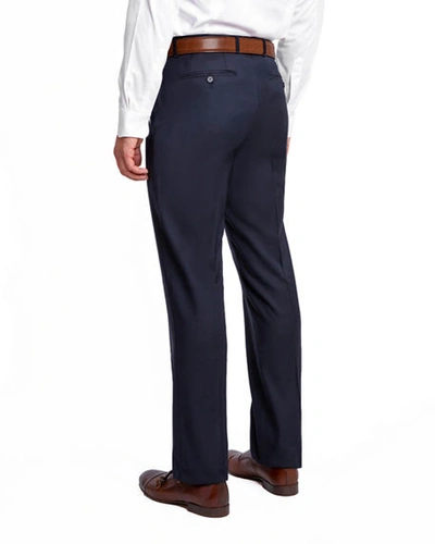 Shop Santorelli Men's Lux Serge Twill Dress Pants In Navy