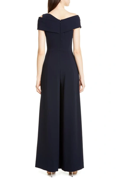 Shop Talbot Runhof One-shoulder Stretch Crepe Jumpsuit In Midnight