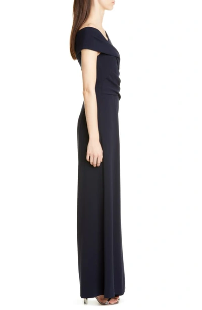 Shop Talbot Runhof One-shoulder Stretch Crepe Jumpsuit In Midnight