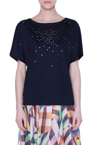 Shop Akris Punto Pixel Stud Embellished Tee In Black