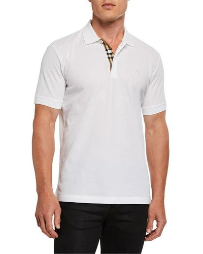 Shop Burberry Men's Eddie Pique Polo Shirt, White