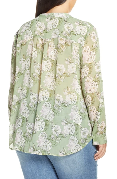 Kut From The Kloth Floral Print Blouse In Graysse Sage