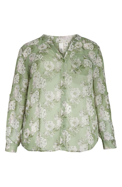 Kut From The Kloth Floral Print Blouse In Graysse Sage