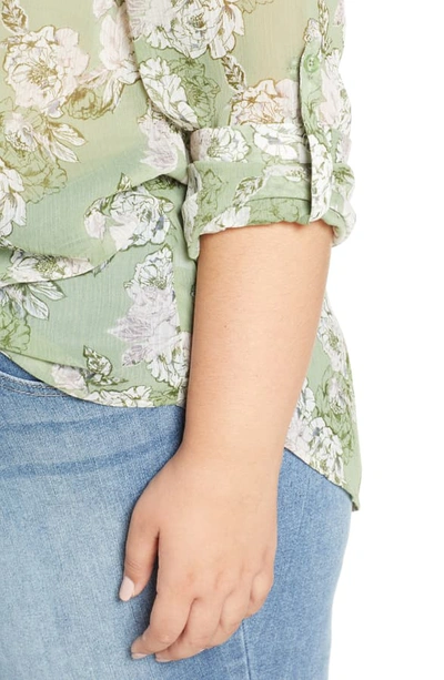 Kut From The Kloth Floral Print Blouse In Graysse Sage