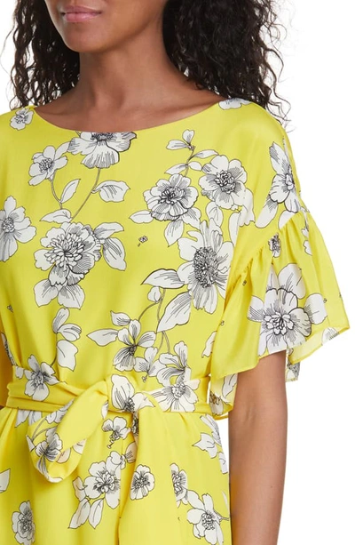 Shop Alice And Olivia Ellamae Ruffle Sleeve Dress In Begonia Citrus