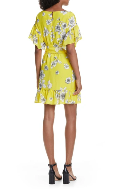 Shop Alice And Olivia Ellamae Ruffle Sleeve Dress In Begonia Citrus