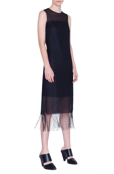 Shop Akris Punto Fringe Hem Sleeveless Dress In Black