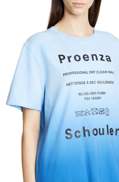 Shop Proenza Schouler Ombre Graphic Tee In Blue Tie Dye/ Care Label