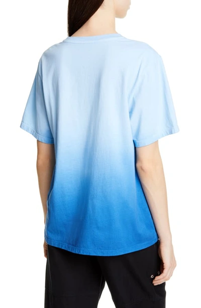 Shop Proenza Schouler Ombre Graphic Tee In Blue Tie Dye/ Care Label