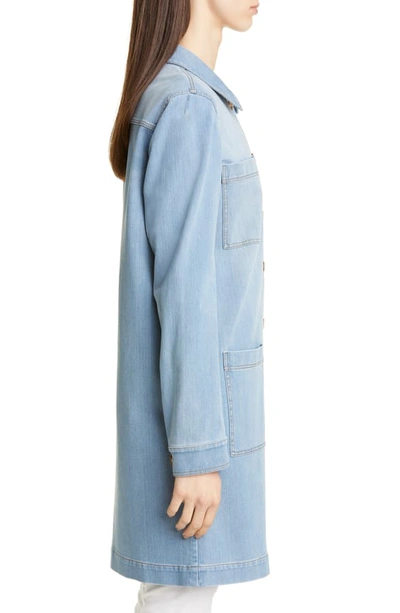 Shop Lafayette 148 Corinthia Longline Denim Jacket In Blue Jay