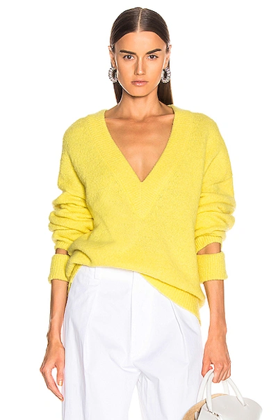 Shop Tibi V Neck Pullover Sweater In Yellow In Acid Yellow