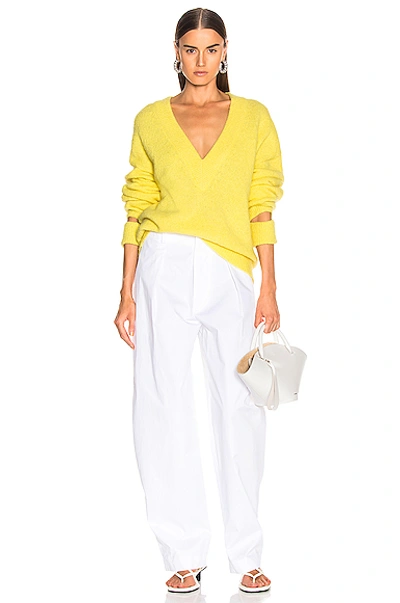 Shop Tibi V Neck Pullover Sweater In Yellow In Acid Yellow