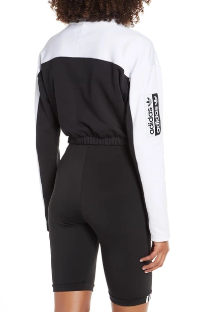 Adidas Originals Color-block Cropped Sweatshirt In White/ Black | ModeSens