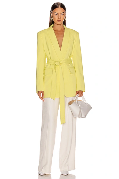 Shop Tibi Oversized Tuxedo Blazer Jacket In Acid Yellow