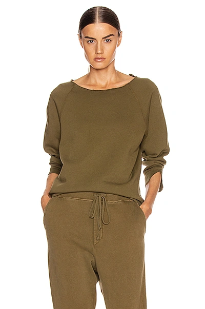 Shop Nili Lotan Luka Scoop Neck Sweatshirt In Army Green