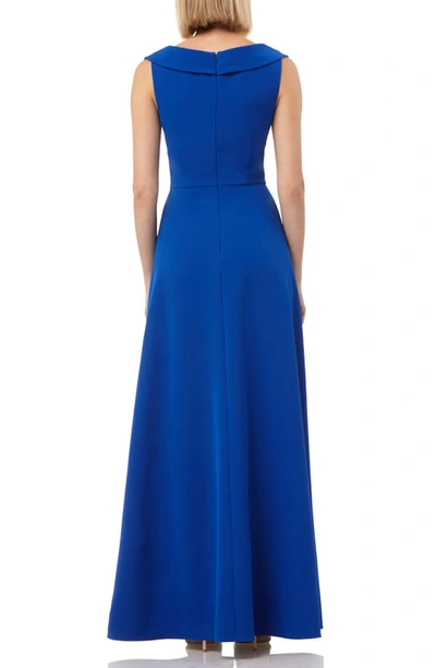 Shop Kay Unger Jumpsuit Gown In Sapphire