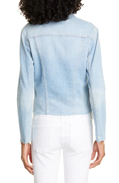 L'agence Janelle Raw Cut Slim Denim Jacket In Blue Cloud
