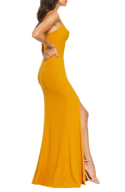Shop Dress The Population Brooke Twist Front Gown In Honey