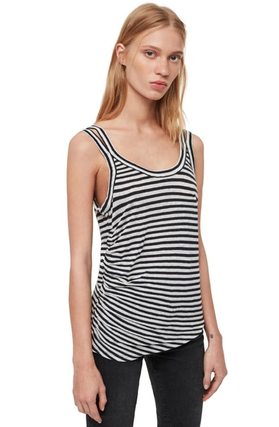 Shop Allsaints Tina Stripe Tank In Chalk/ Ink Blue