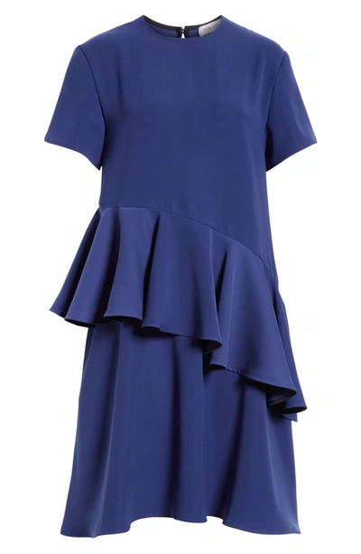 Shop Adeam Ruffle T-shirt Dress In Navy