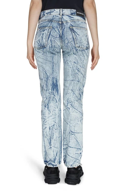 Shop Balenciaga Crinkle Wash Straight Leg Jeans