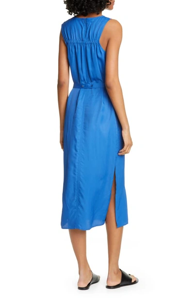 Shop Helmut Lang Sleeveless Woven Dress In Cobalt
