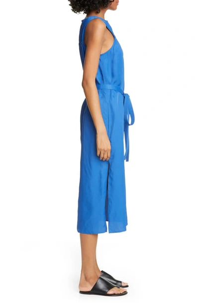 Shop Helmut Lang Sleeveless Woven Dress In Cobalt