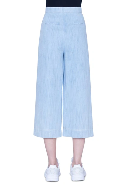 Shop Akris Punto High Waist Chambray Culottes In Bleached Denim