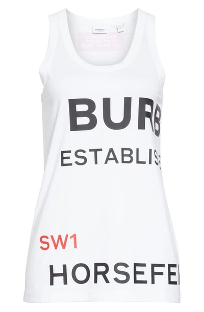 Shop Burberry Tapu Horseferry Print Tank In White