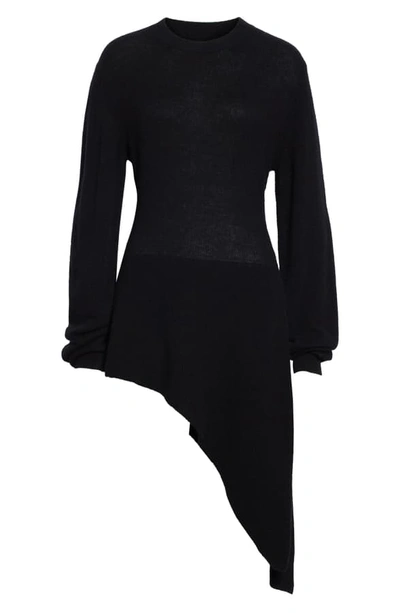 Shop Khaite Esme Asymmetrical Stretch Cashmere Sweater In Black