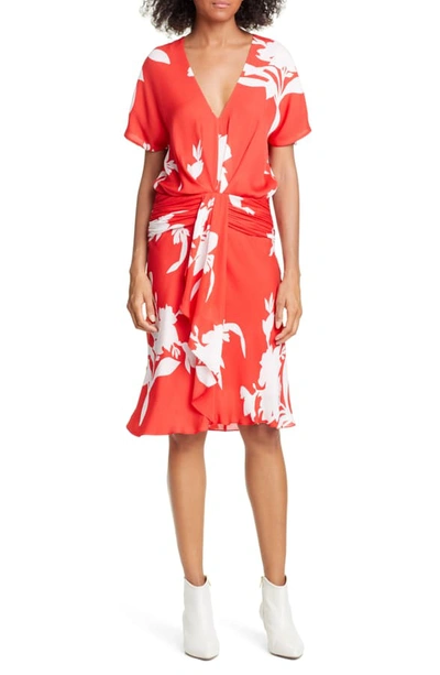 Shop Joie Ashleena Silk Dress In Tropic Red