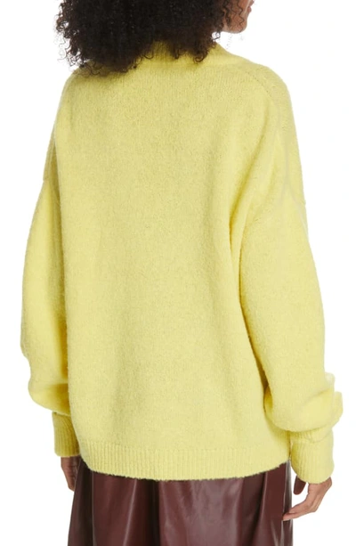 Shop Tibi V-neck Airy Alpaca Blend Sweater In Acid Yellow