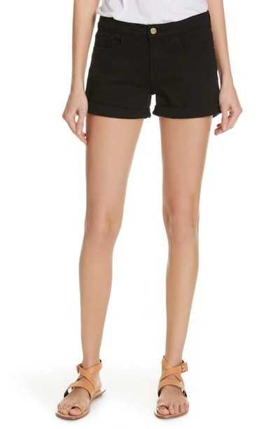 Shop Frame Le Cutoff Cuffed Jean Shorts In Noir