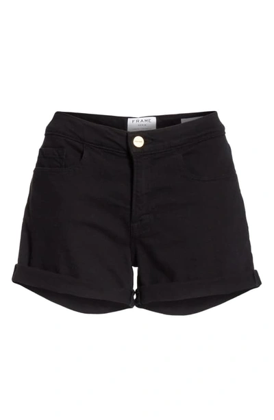 Shop Frame Le Cutoff Cuffed Jean Shorts In Noir