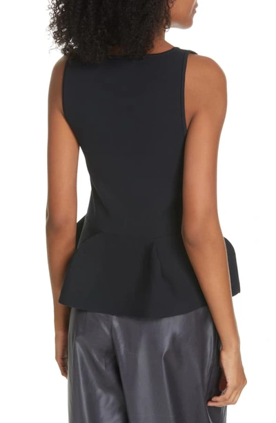 Shop Tibi Sculpted Tech Ribbed Top In Dark Navy