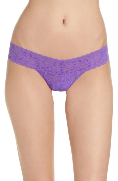 Shop Hanky Panky Signature Lace Low Rise Thong In Vibrant Violet Purple