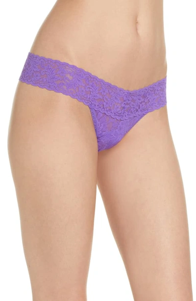 Shop Hanky Panky Signature Lace Low Rise Thong In Vibrant Violet Purple