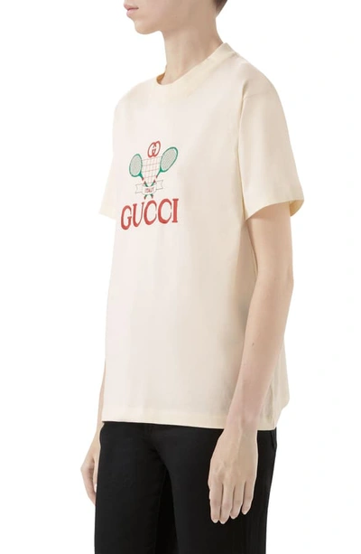 Shop Gucci Tennis Embroidered Cotton Tee In Sunkissed/ Multicolor