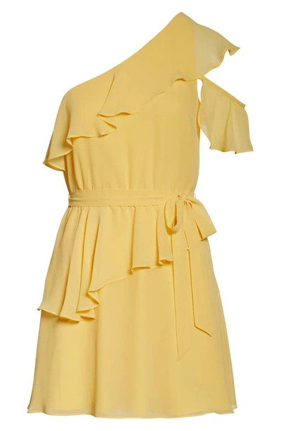 Shop Ali & Jay Battle Of Flowers One-shoulder Chiffon Minidress In Sunshine