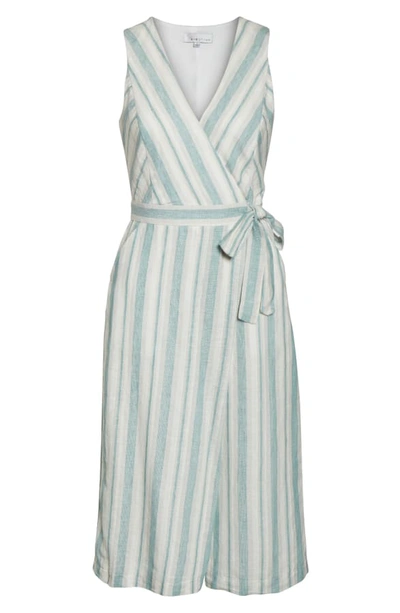 Shop Adelyn Rae Behati Stripe Jumpsuit In White-teal