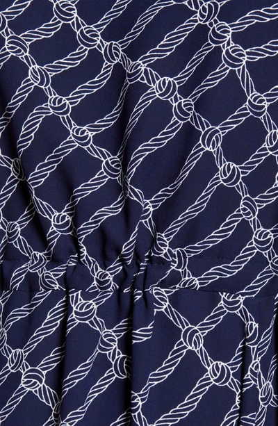 Shop Anne Klein Rope Print Drawstring Midi Dress In Eclipse/ Anne White