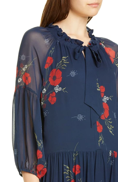Shop Joie Saffrona Floral Silk Maxi Dress In Midnight
