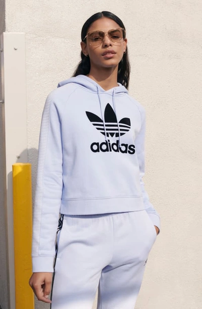 Shop Adidas Originals Crop Hoodie In Dark Blue
