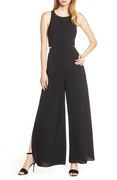 Shop Ali & Jay Rooftop Chiffon Tulip Leg Jumpsuit In Black